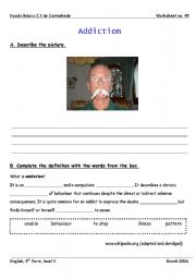 English worksheet: Smoking Addiction, introduction