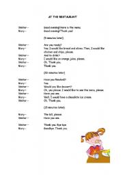 English Worksheet: At the restaurant