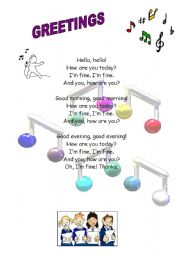 English Worksheet: Greetings song