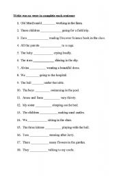 English Worksheet: Using was/were