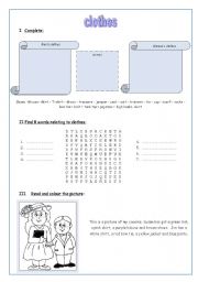 English Worksheet: clothes and colours