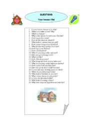 English worksheet: questions - home