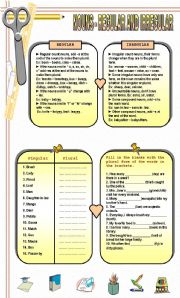 English Worksheet: Nouns - regular and Irregular