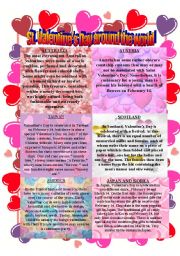 English Worksheet: St. Valentines Day around the World