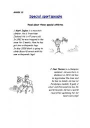 English worksheet: Special sports people
