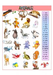 English Worksheet: Animals - I part