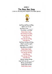 English Worksheet: The busy bee