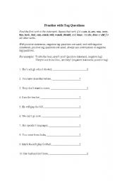 English worksheet: TAG QUESTIONS EXERCISES