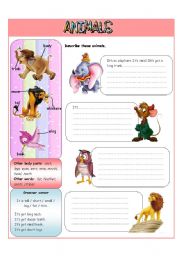 English Worksheet: Animals descriptions - II part