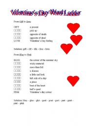 Valentines Day Word Ladder