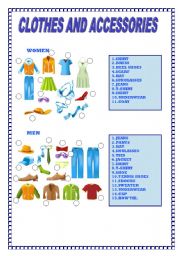 English Worksheet: CLOTHES AND ACCESSORIES