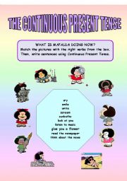 English Worksheet: Present Continuous with Mafalda