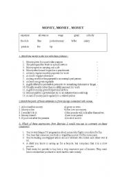 English Worksheet: Vocabulary test on topic- Money