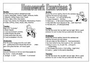 English Worksheet: Homework Exercises 3