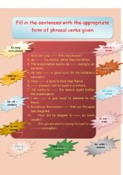 English Worksheet: PHRASAL VERBS