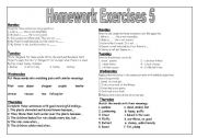 English worksheet: Homework Exercise 5