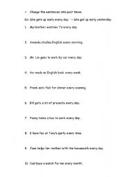 English worksheet: Past Tense 