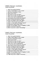 English Worksheet: london-video lesson comprehension questions