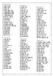 English Worksheet: Mental Maths