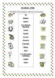 English worksheet: School Subjects