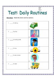 English Worksheet: Test: Daily Routines