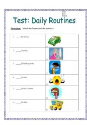 English worksheet: Test: Daily Routines