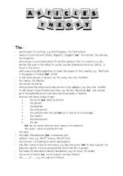 English worksheet: Articles (a, the, - ) - Theory
