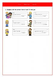 English Worksheet: Have Got - part 1