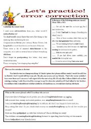 English Worksheet: LETS PRACTICE - - - ERROR CORRECTION