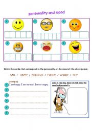 English Worksheet: personality and mood adjectives