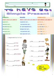 English Worksheet: To have got