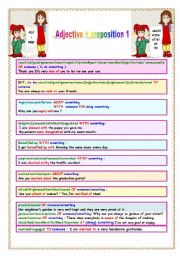 English Worksheet: Adjective + Preposition 1 ( 2pages)