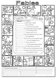 English Worksheet: Fables... there is - there are