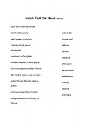 English Worksheet: Holes Vocabulary Quiz
