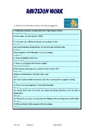 English worksheet: revision work