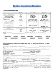 English Worksheet: Adjectives - comparatives and superlatives