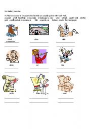English worksheet: Words and phrases with verbs