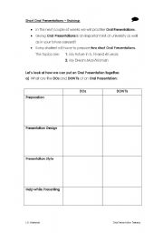 English Worksheet: Oral Presentation Preparation 1