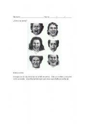 English Worksheet: Feelings faces and writing prompt