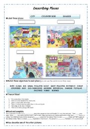 English Worksheet: Describing Places Guided writing. Adjectives