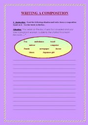 English Worksheet: WRITING A COMPOSITION