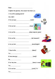 English Worksheet: Do and Does