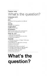 English Worksheet: Whats the Question