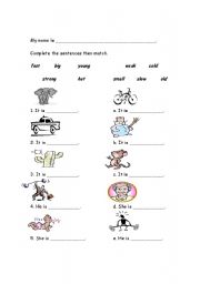 English Worksheet: Opposites