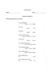 English worksheet: possessive adjectives