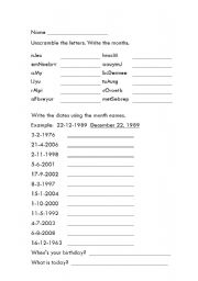 English Worksheet: Writing Dates