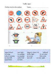 English Worksheet: traffic signs