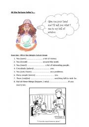 English Worksheet: At the fortune tellers