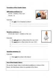 English worksheet: Formation of the Simple Future