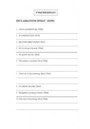 English Worksheet: Exclamations